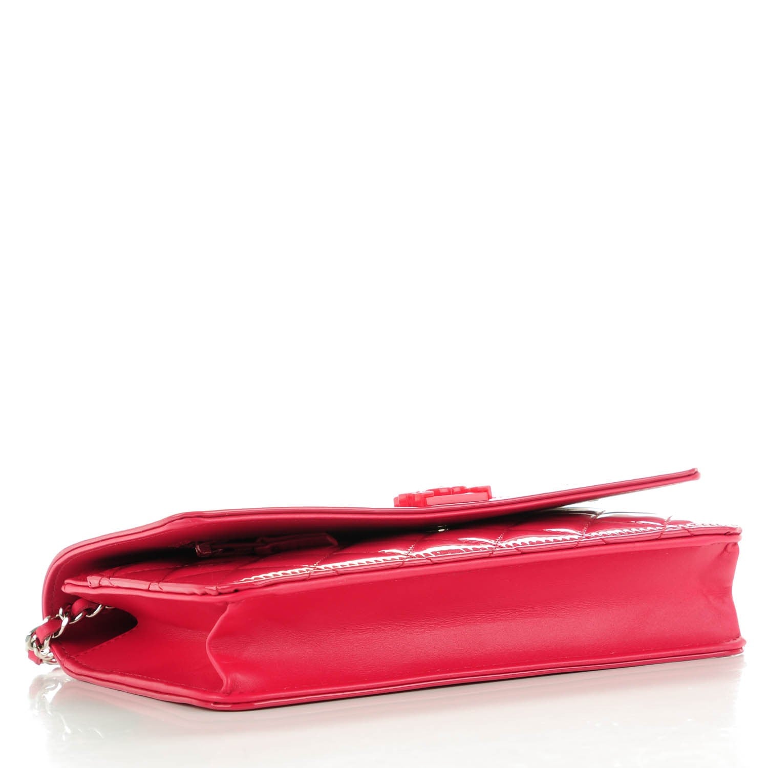 Chanel Patent Calfskin Quilted Boy Wallet On Chain WOC Pink 4 of 8