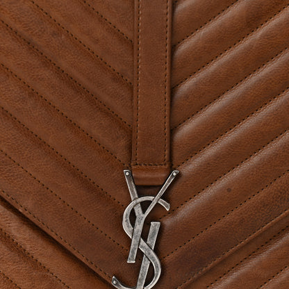 Saint Laurent Calfskin Matelasse Chevron Monogram Large College Bag Cognac 8 of 11