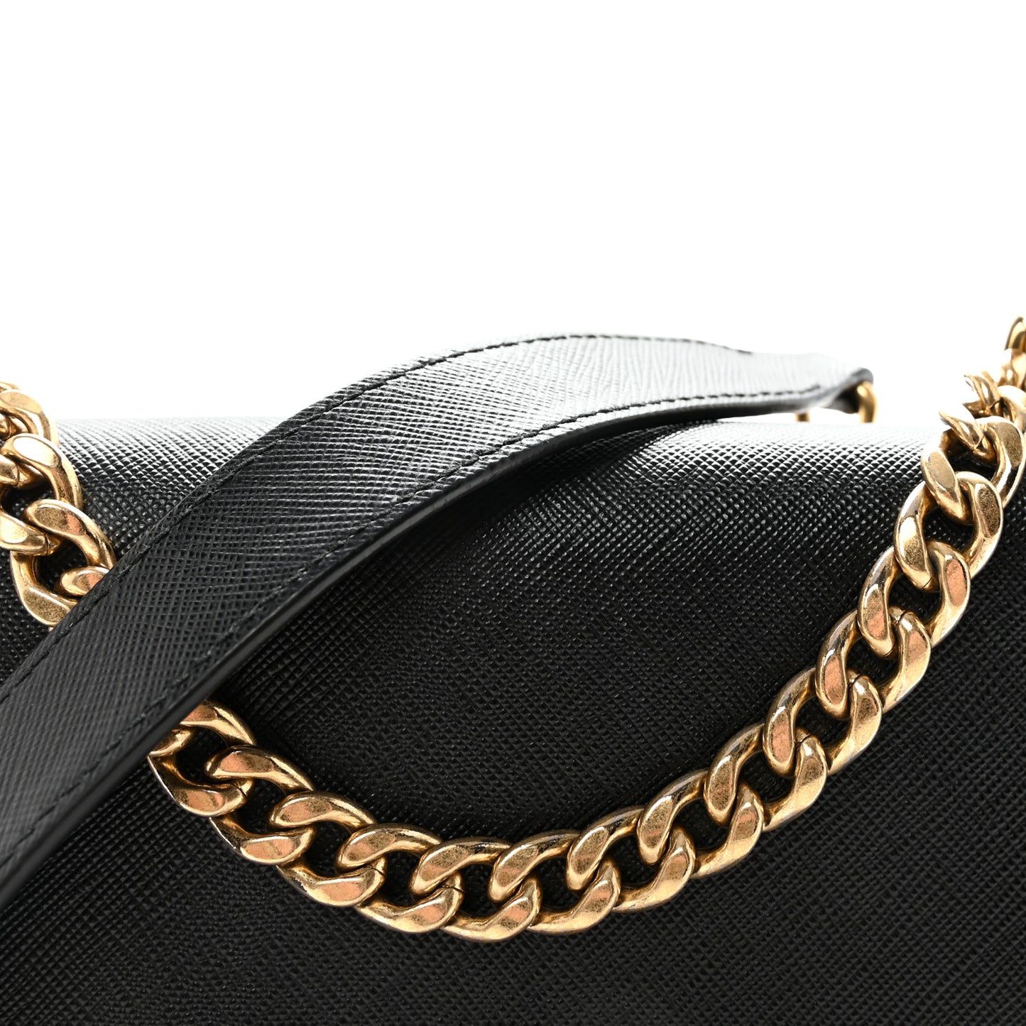 Saffiano Chain Shoulder Bag Black