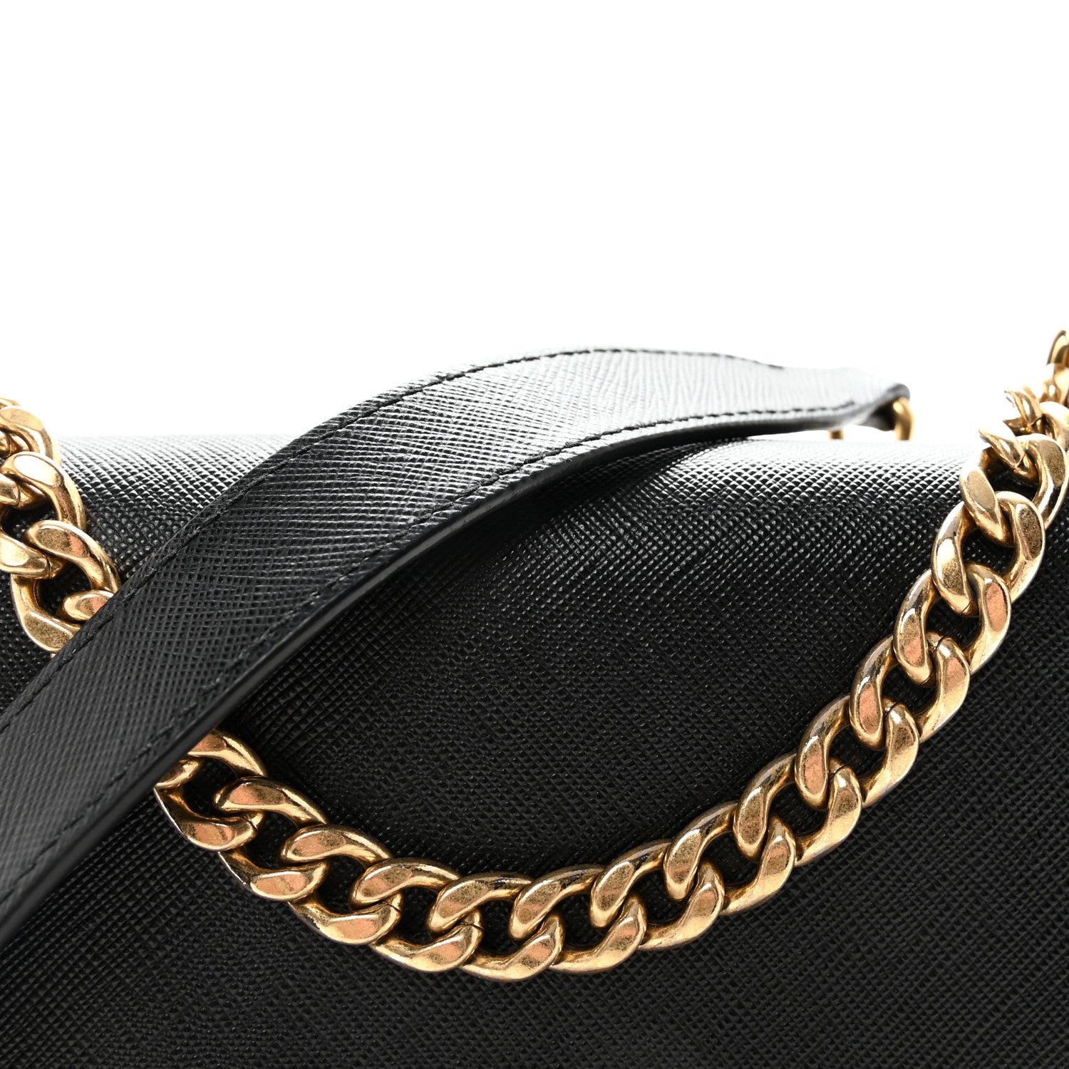Prada Saffiano Chain Shoulder Bag Black 7 of 9