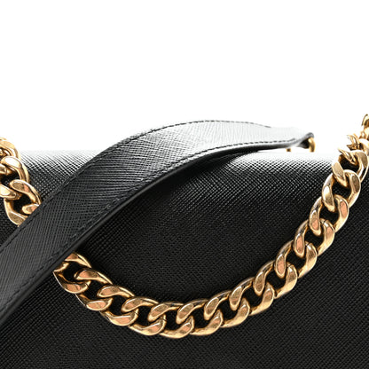 Prada Saffiano Chain Shoulder Bag Black 7 of 9