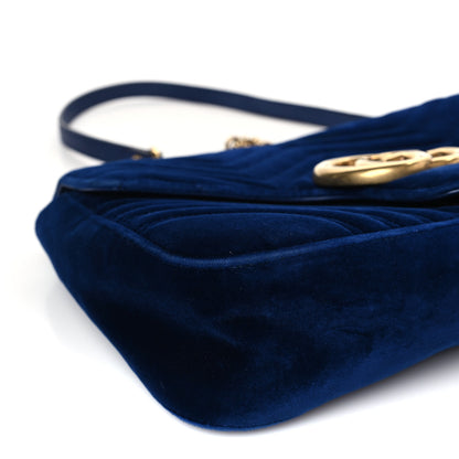 Gucci Velvet Matelasse Medium GG Marmont Shoulder Bag Cobalt Blue 8 of 9