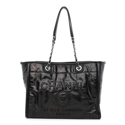 Chanel Glazed Calfskin Small Deauville Tote Black 1 of 11