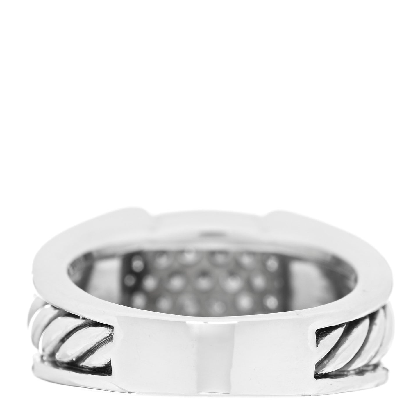 Sterling Silver Diamond 12mm Cable Cocktail Ring 58 8.5