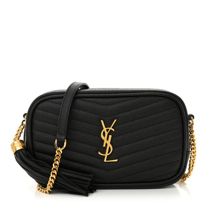 Saint Laurent Grain De Poudre Matelasse Monogram Mini Lou Camera Bag Black 1 of 10