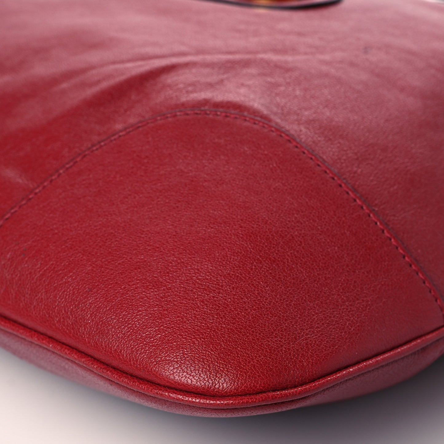 Sakai Be Green Calfskin Horsebit 1955 Cinch Top Messenger Bag New Cherry Red