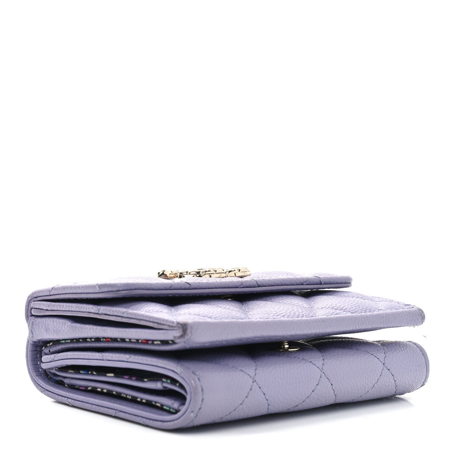 Chanel Caviar Quilted Textured CC Double Flap Wallet Purple 3 of 8