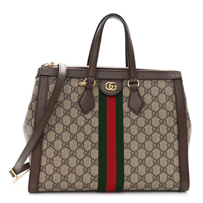 Gucci GG Supreme Monogram Web Medium Ophidia Tote Bag Brown 1 of 11