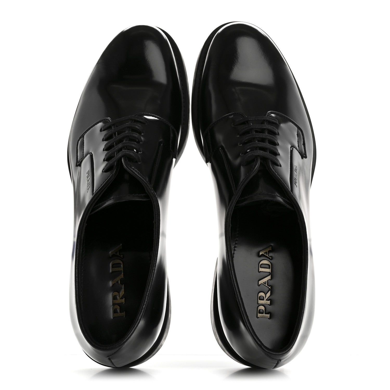 Prada Spazzolato Mens Derby Loafers 8 Black 2 of 9