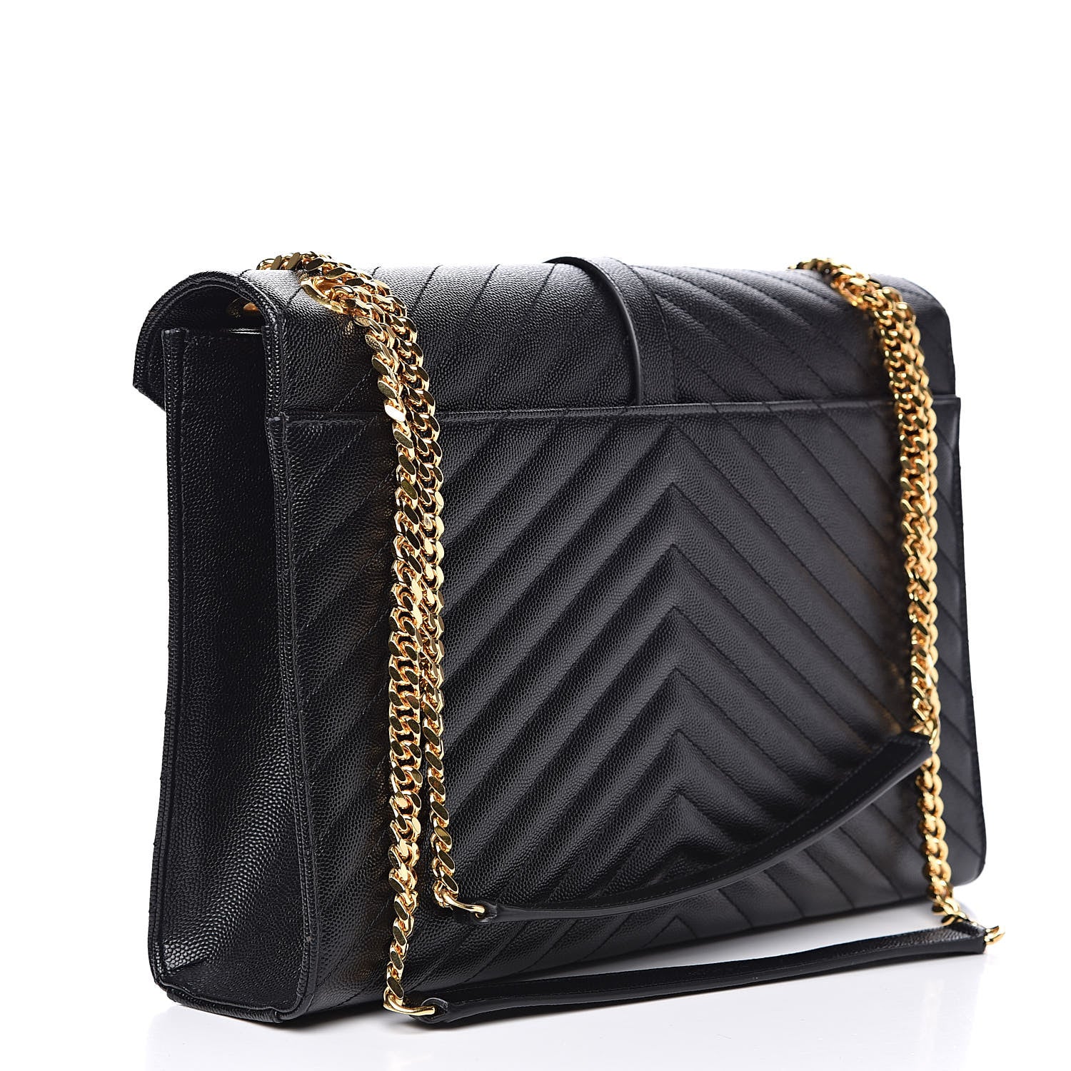 Saint Laurent Grain De Poudre Matelasse Chevron Large Monogram Satchel Black 3 of 11