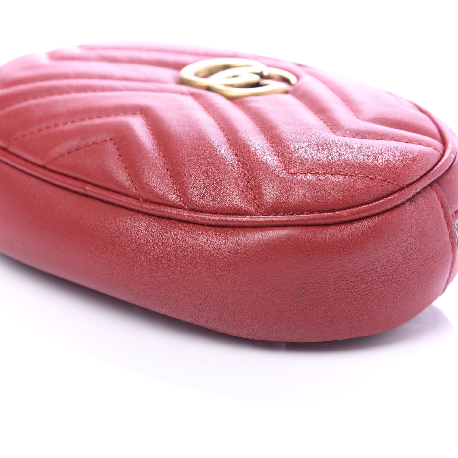 Gucci Calfskin Matelasse GG Marmont Belt Bag 75 30 Hibiscus Red 7 of 11