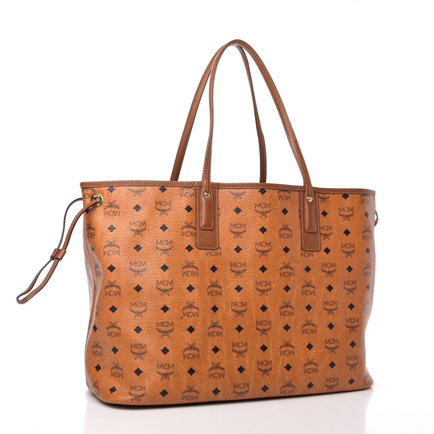 MCM Visetos Large Liz Reversible Shopper Tote Cognac 4 of 10