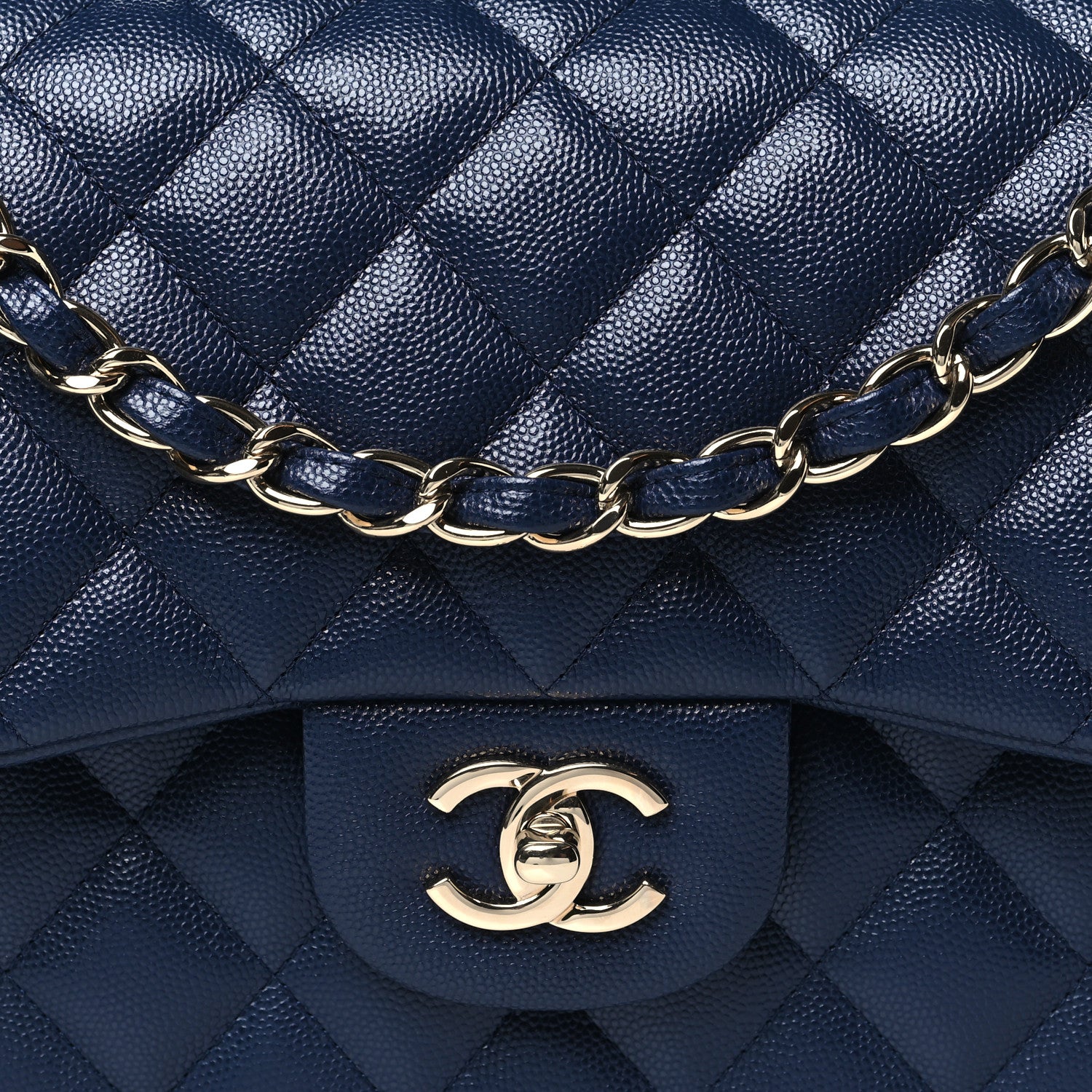 Chanel Caviar Quilted Jumbo Double Flap Navy Blue 7 of 10