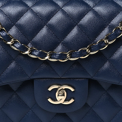 Chanel Caviar Quilted Jumbo Double Flap Navy Blue 7 of 10