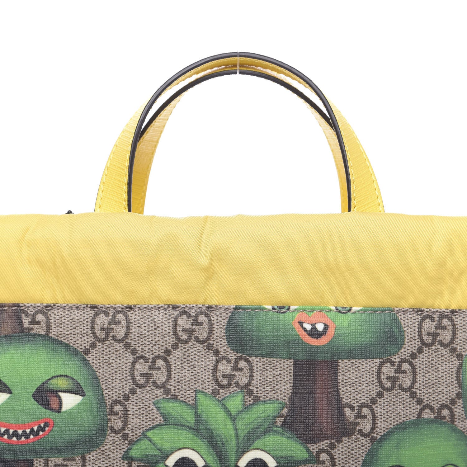 Gucci Soft GG Supreme Monogram Smiling Plants Childrens Drawstring Backpack Beige Ebony Multicolor Crop 9 of 9