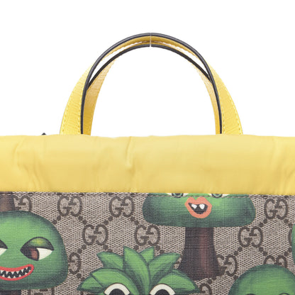 Gucci Soft GG Supreme Monogram Smiling Plants Childrens Drawstring Backpack Beige Ebony Multicolor Crop 9 of 9