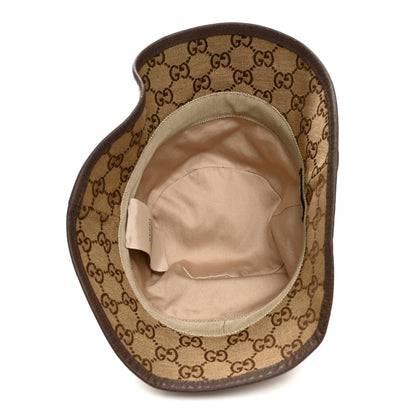 Gucci Monogram Textured Dollar Calfskin GG Jago Bucket Hat S Cacao Beige 7 of 9