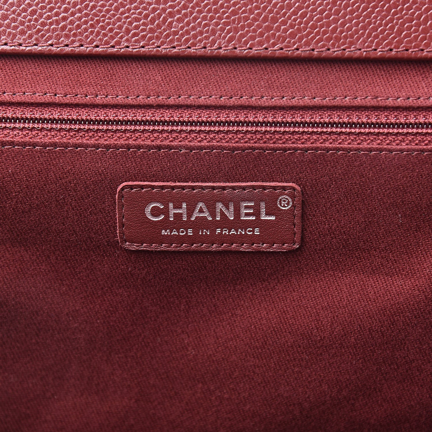 Chanel Caviar Quilted CC Large Clutch Dark Red 6 of 13