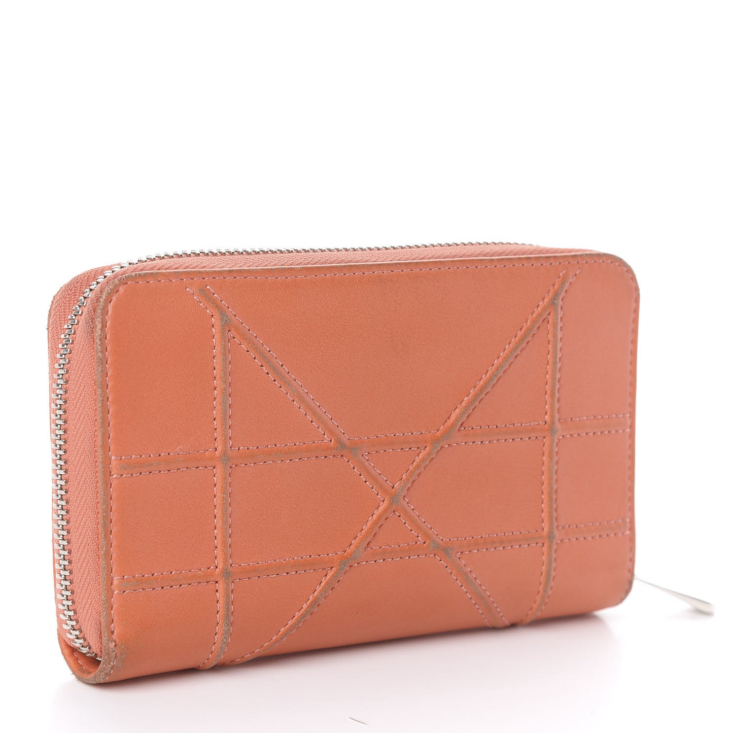 Calfskin Cannage Medium Diorama Voyageur Wallet Orange