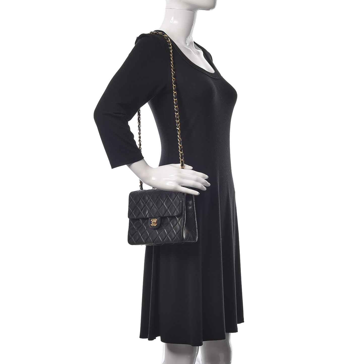 Lambskin Quilted Mini Square Flap Black