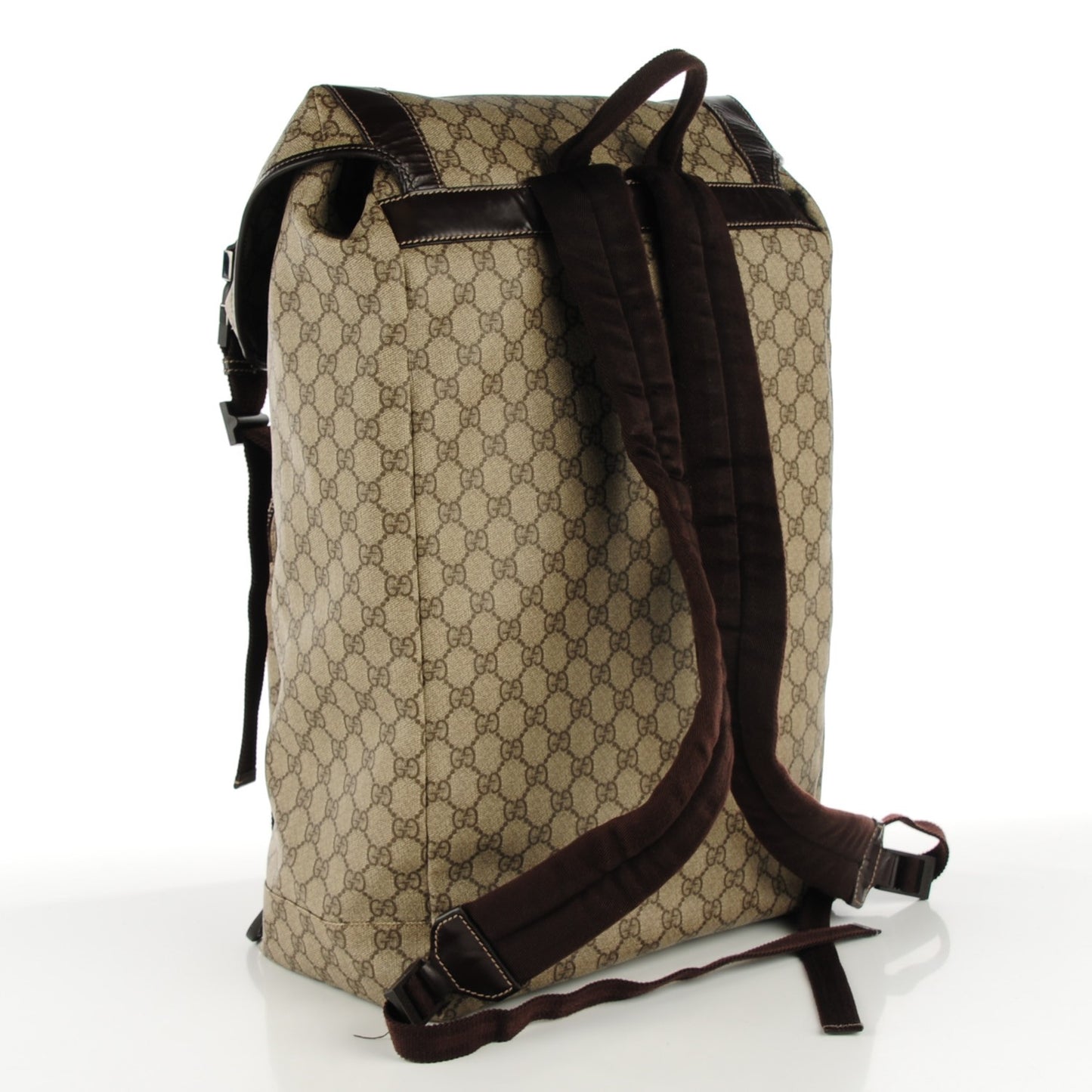 Monogram GG Supreme Large Interlocking G Double Buckle Backpack Brown