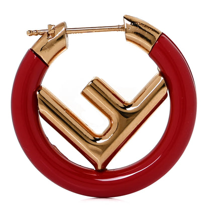 Fendi Metal F is Fendi Enamel Hoop Earring Red Gold 1 of 6
