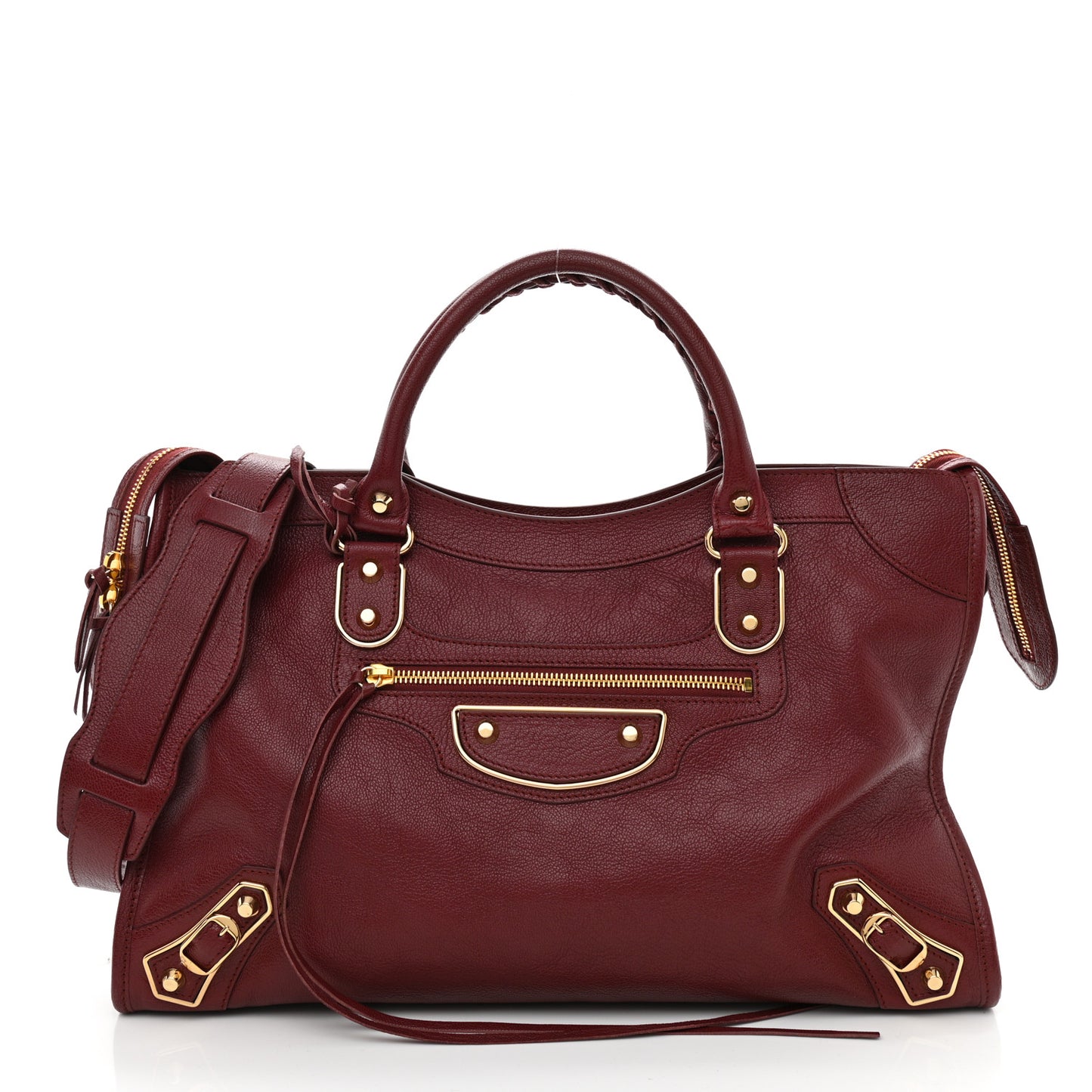 Shiny Goatskin Gold Metallic Edge Hardware City Rouge Brique Rouge Grenade