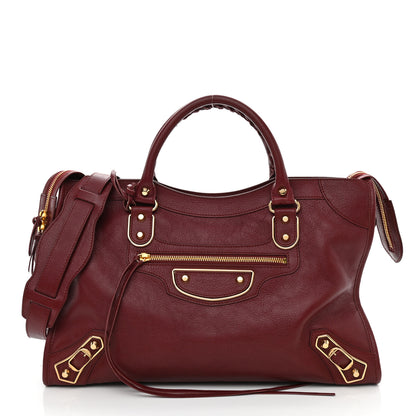 Balenciaga Shiny Goatskin Gold Metallic Edge Hardware City Rouge Brique Rouge Grenade 3 of 11