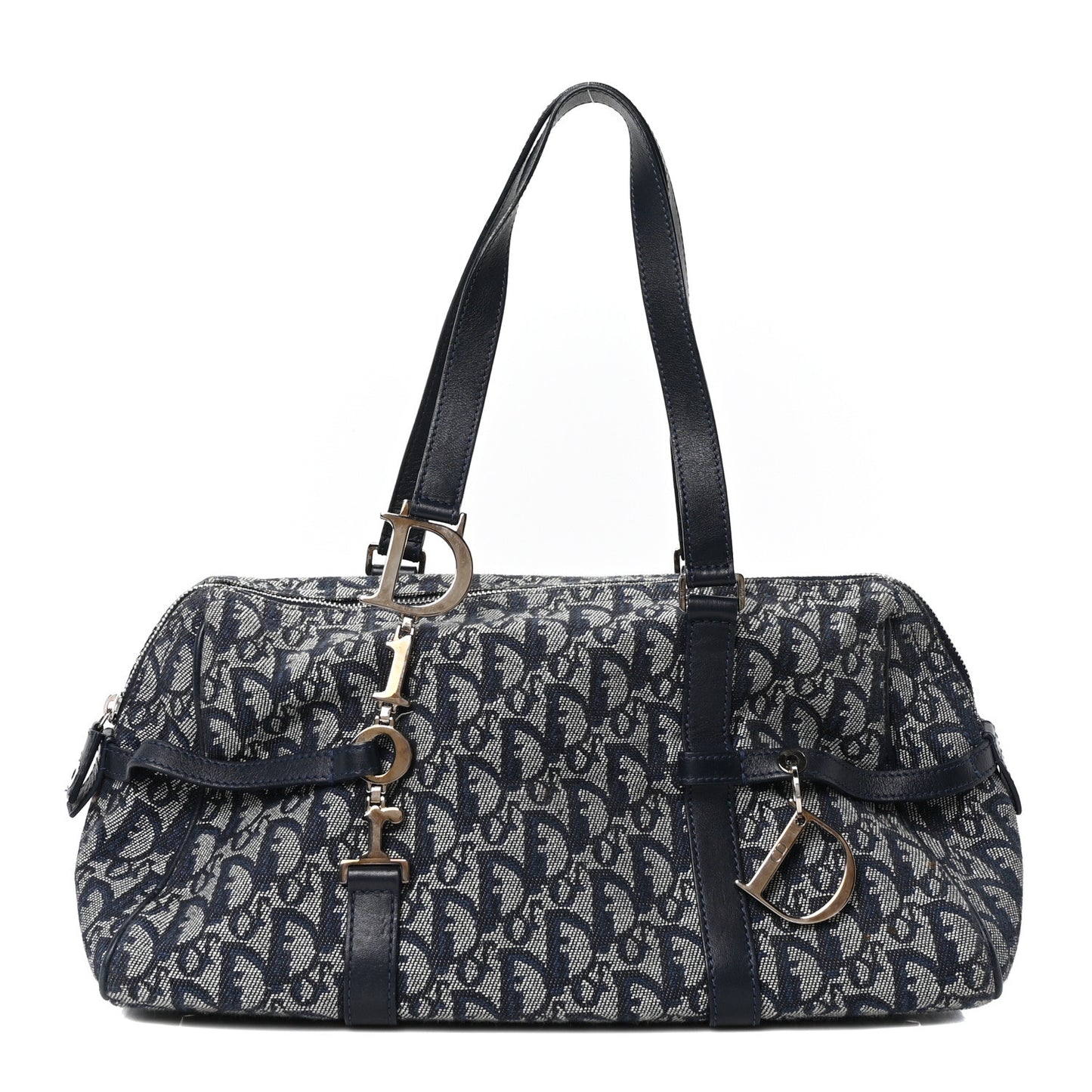 Denim Monogram Charms Shoulder Bag Blue