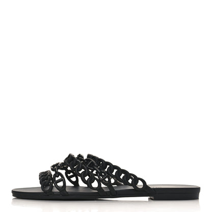 Hermes Rubber Chaine d'Ancre Nude Sandals 40 Black 1 of 8