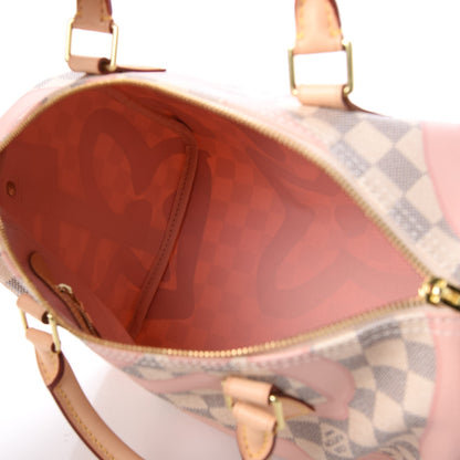 Louis Vuitton Damier Azur Tahitienne Speedy Bandouliere 30 Rose Ballerine 5 of 9