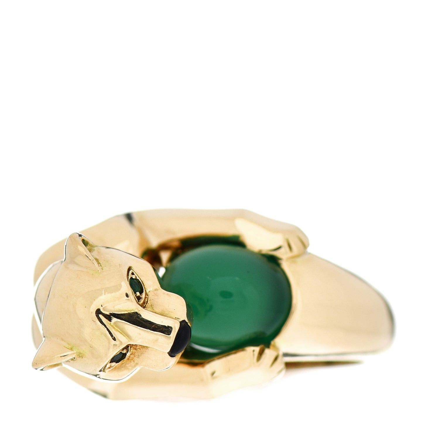 18K Yellow Gold Onyx Chalcedony Panthère De Cartier Ring 53 6.5