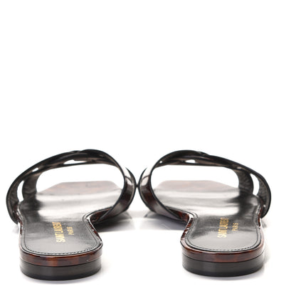 Saint Laurent Patent Calfskin Nu Pied 05 Slide Sandals 35 Tortoise 4 of 9
