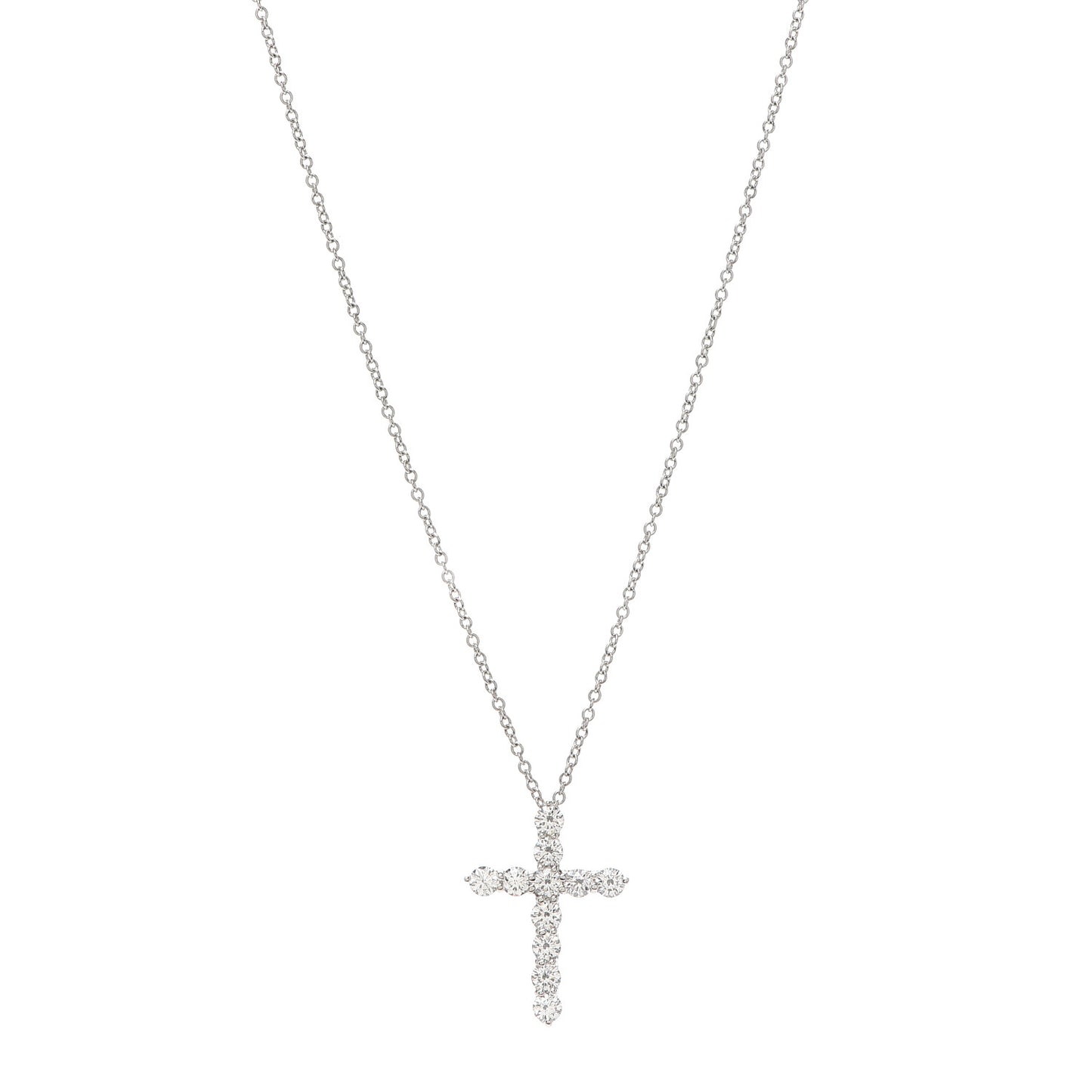 Platinum Diamond Small Cross Pendant Necklace