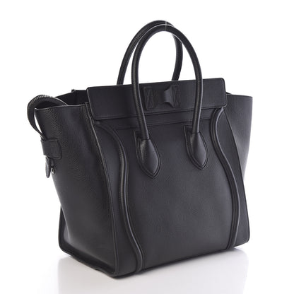 Celine Drummed Calfskin Mini Luggage Black 3 of 8