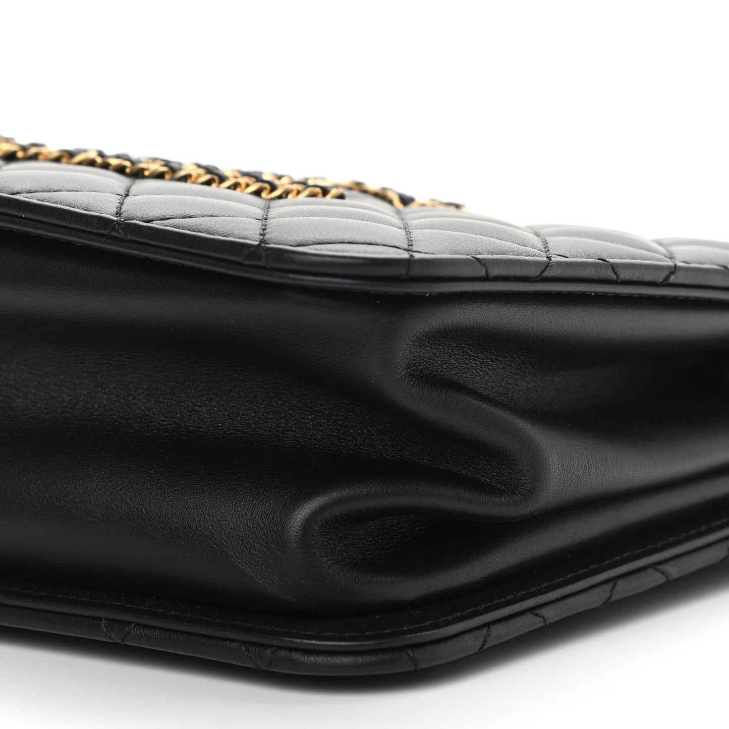 Calfskin Quilted CC Chain Accordion Tote Black