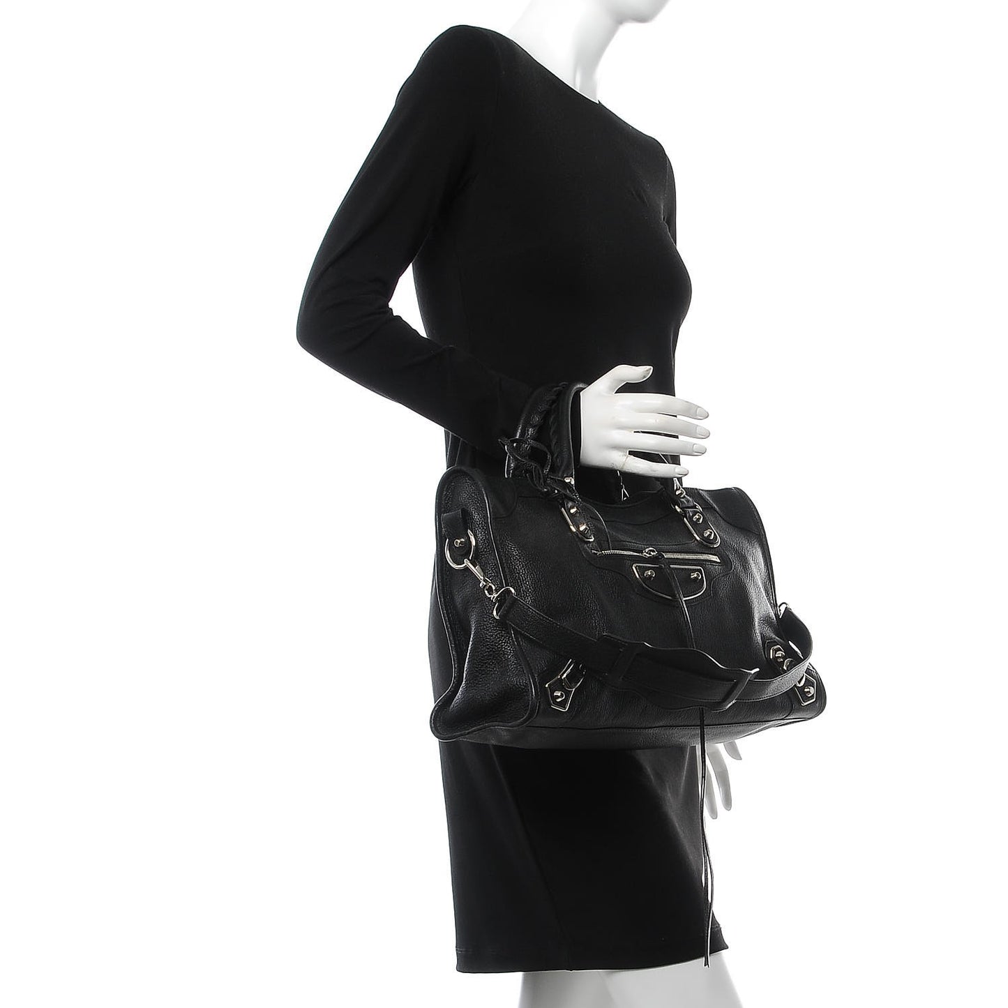 Chevre Silver Metallic Edge Hardware City Black