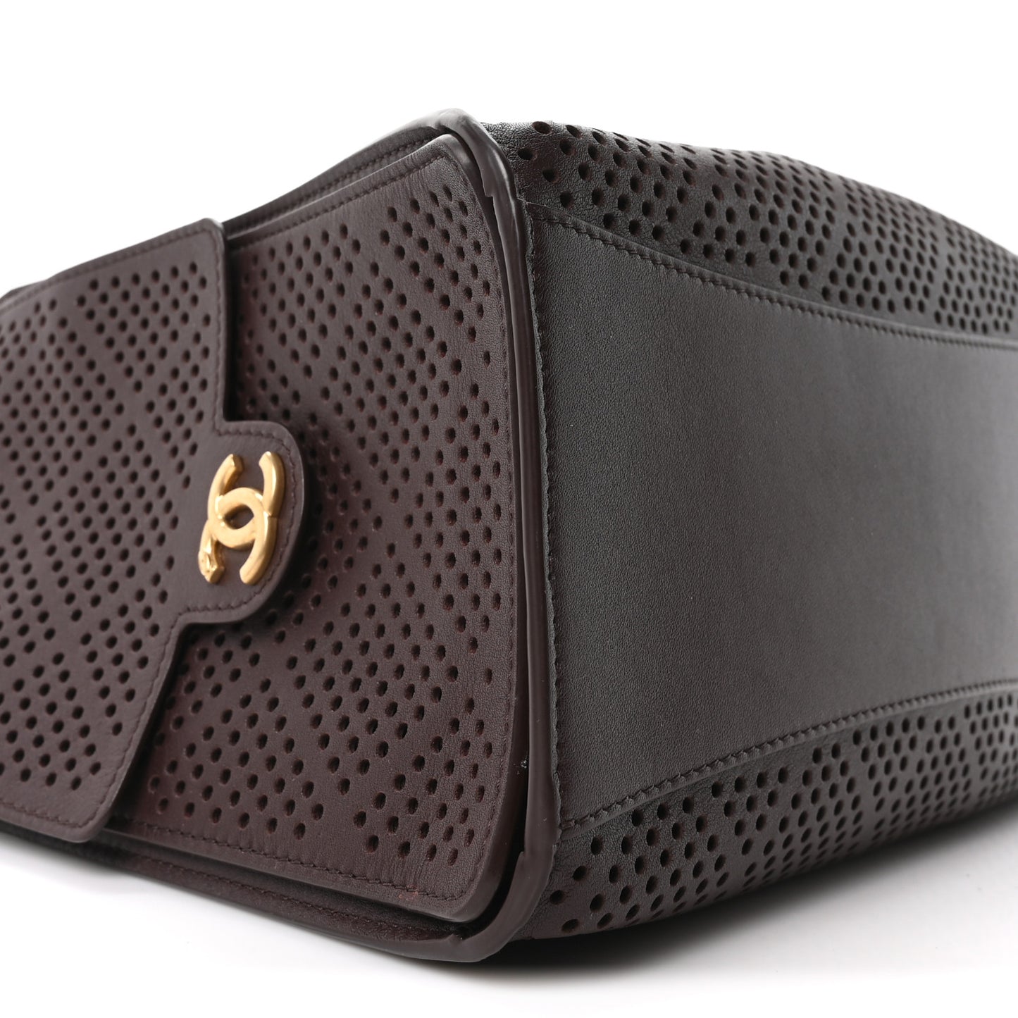 Perforated Calfskin Small Chanel 25 Handbag Dark Brown