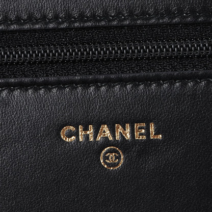 Chanel Lambskin Quilted Pearl Wallet On Chain WOC Black 6 of 10