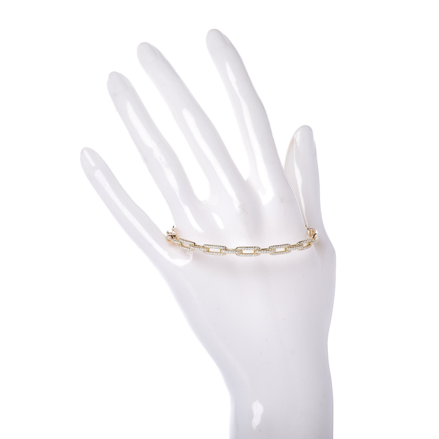 David Yurman 18K Yellow Gold Diamond 4mm Stax Chain Link Bracelet 2 of 5