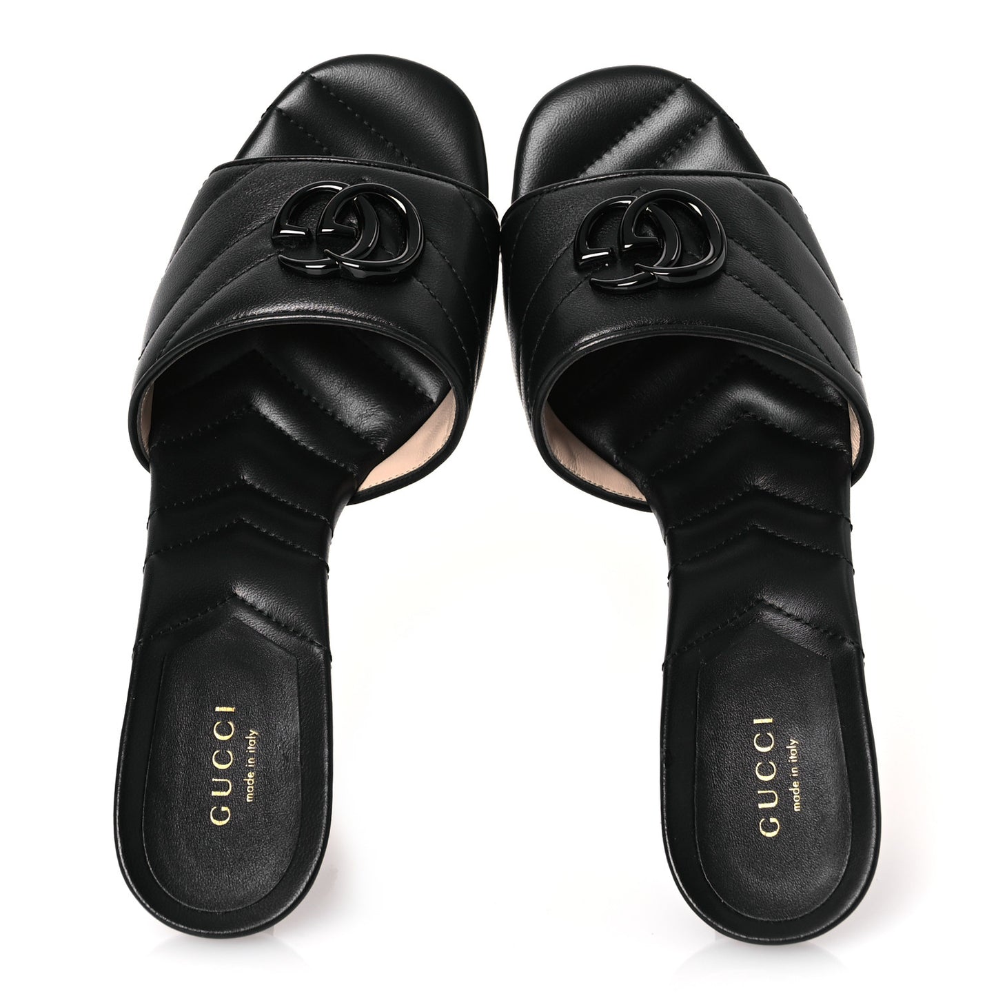 Nappa Matelasse Monochrome GG Marmont 75mm Slide Sandals 37.5 Black
