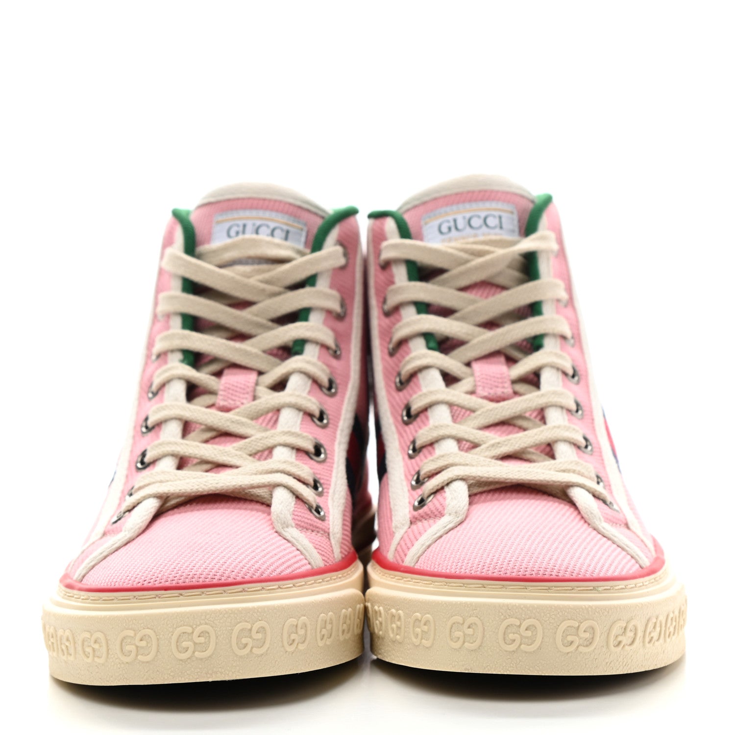 Gucci Canvas Web Womens 1977 Tennis High Top Sneakers 36.5 Wild Rose Mystic White 2 of 8