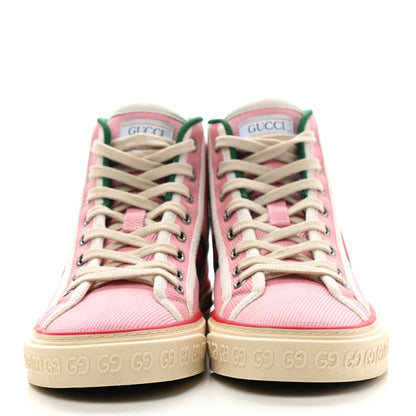Gucci Canvas Web Womens 1977 Tennis High Top Sneakers 36.5 Wild Rose Mystic White 2 of 8