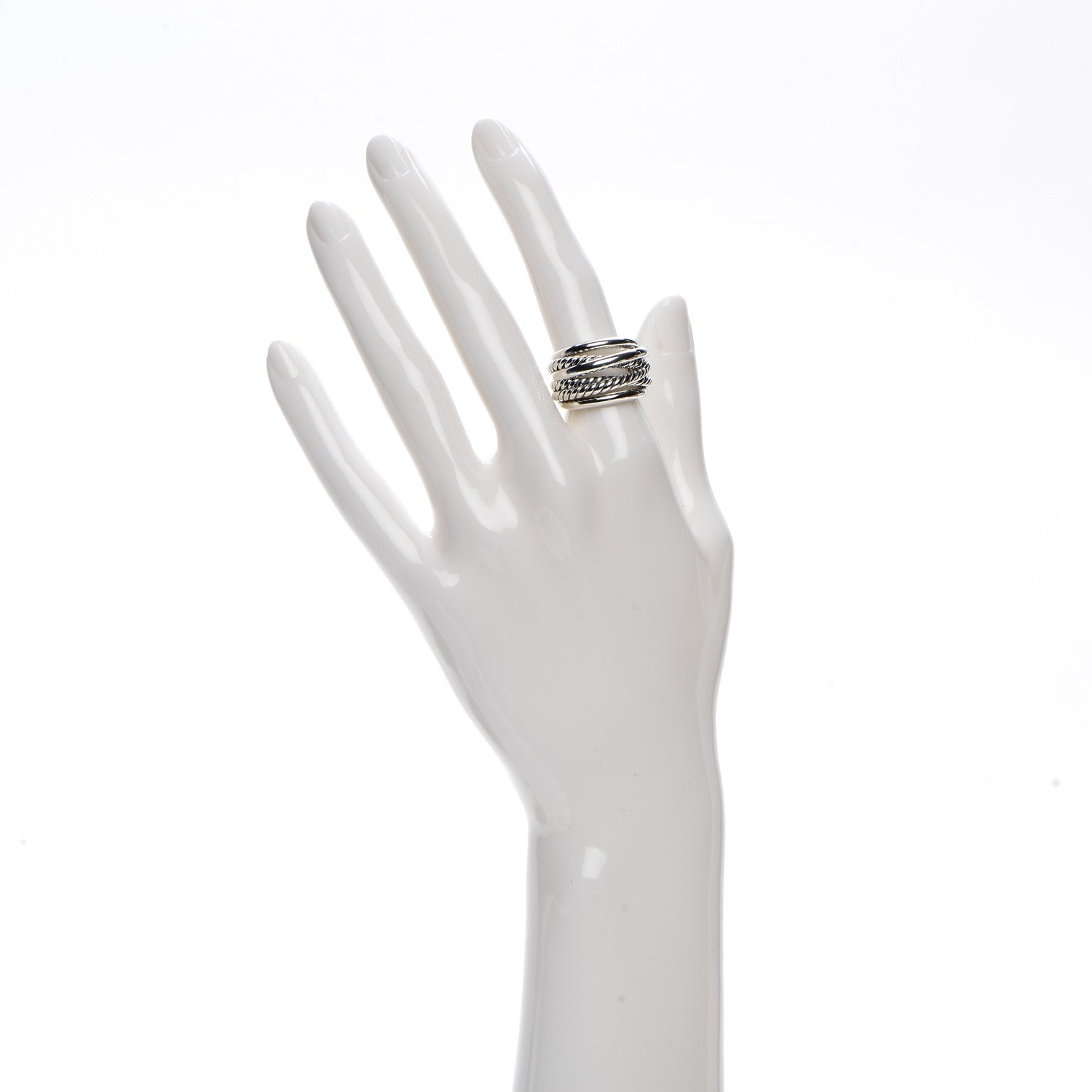 David Yurman Sterling Silver 15mm Narrow Crossover Cable Ring 51.5 6 2 of 4