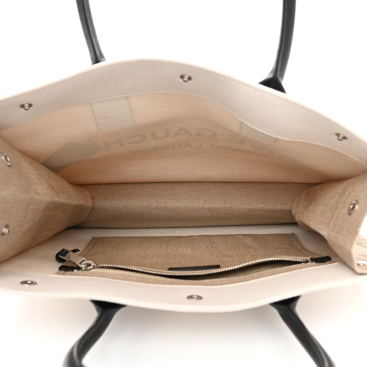 Linen Calfskin Small Rive Gauche Tote Greggio Natural