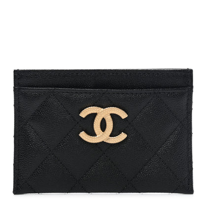 Chanel Caviar Quilted Studded CC Card Holder Black 1 of 9