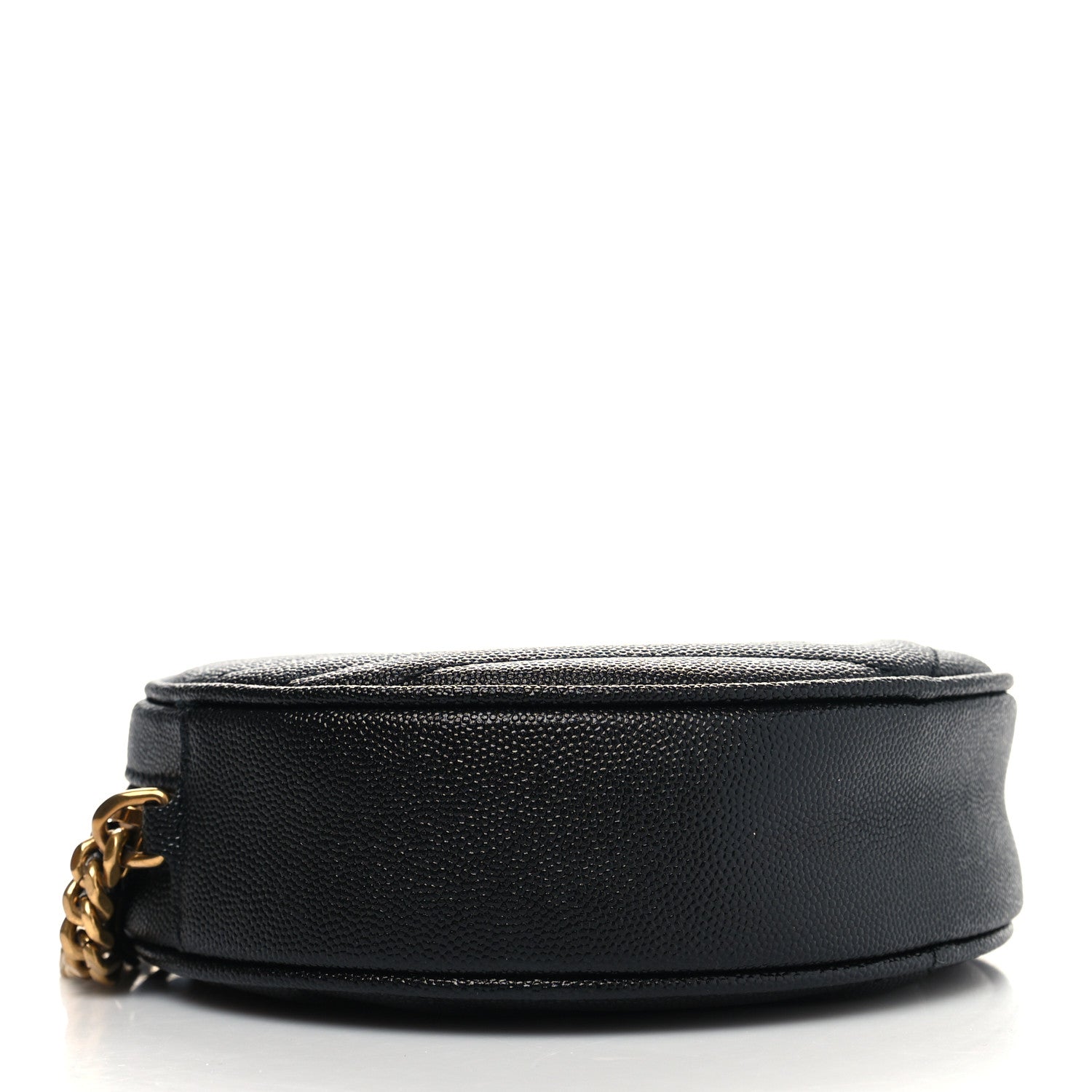 Saint Laurent Grain De Poudre Matelasse Chevron Quilted Round Vinyle Camera Bag Black 4 of 11