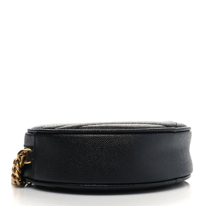 Saint Laurent Grain De Poudre Matelasse Chevron Quilted Round Vinyle Camera Bag Black 4 of 11