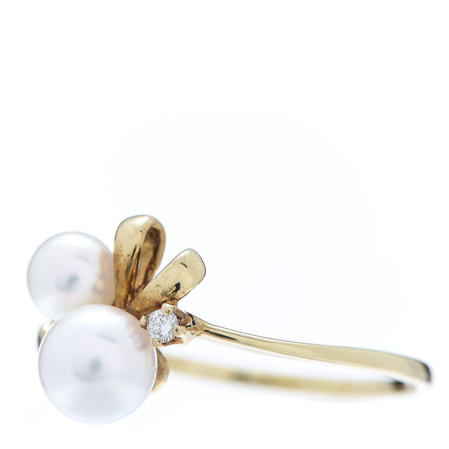 18K Yellow Gold Diamond Pearl Cluster Ring 52 6
