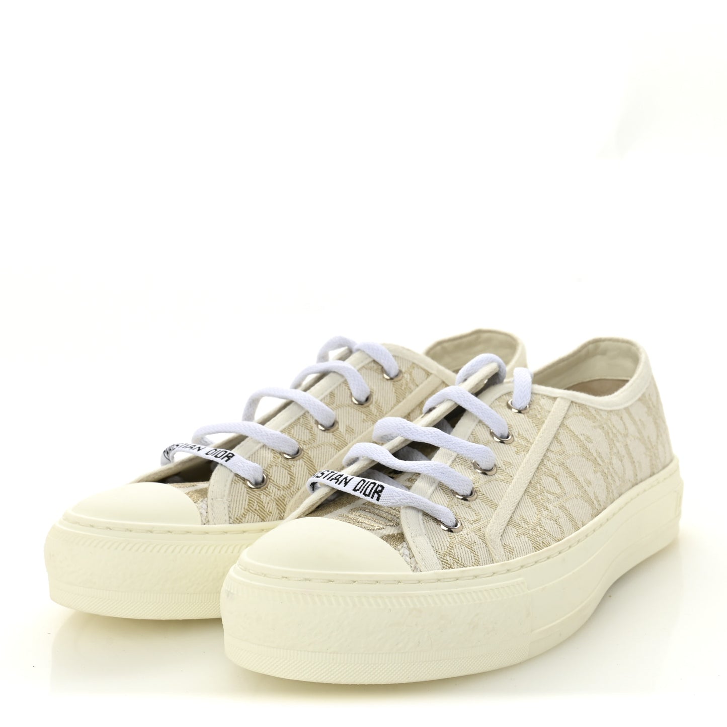 Canvas Oblique Walk'N'Dior Low Top Sneakers 37 Pale Gold